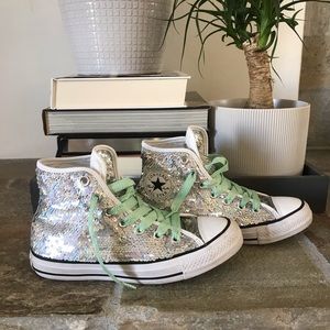 Converse Silver Sparkle High Tops